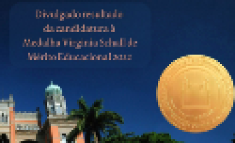 Imagem: divulgação Foto da medalha, ela é dourada e tem o castelo Fiocruz em relevo