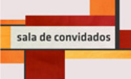 Logo do programa: a expressão 'sala de convidados' entre blocos coloridos