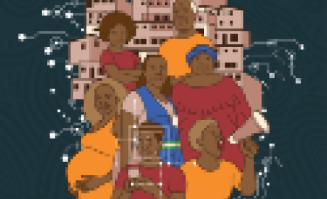 Desenhos de homens e mulheres negras