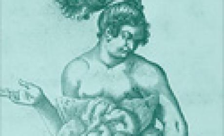 Imagem: COC Desenho de uma mulher atrás de uma grande flor cobrindo seu ventre