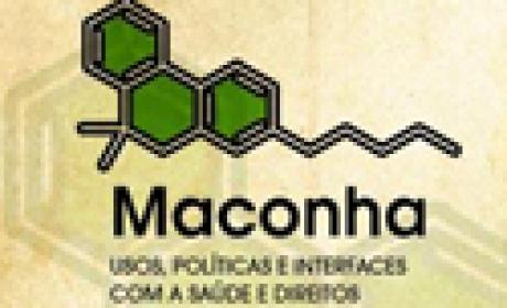 Seminário será realizado nos dias 1, 2 e 3 de julho no auditório do Emerj (Imagem: CCS/Fiocruz) Folder de divulgação do seminário, escrito "Maconha: usos, políticas e interfaces com a saúde e direitos"
