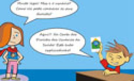 Reprodução de parte de painel da exposição Cartoon mostra crianças falando sobre o SUS