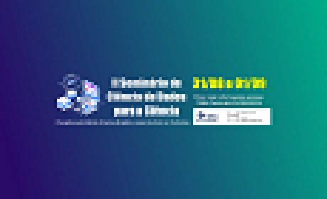 Seminário terá debate sobre desafios em ciência de dados para CT&I Fundo dégradé de azul para verde com texto escrito: II Seminário de Ciência de Dados para a Ciência 31/8 e 01/9 Para mais informações acesse: https://www.gov.br/ibict/pt-br O evento será híbrido (Fiocruz Brasília e canal do Ibict no YouTube). Logos do IBICT e da Fiocruz á direita e o meio da imagem