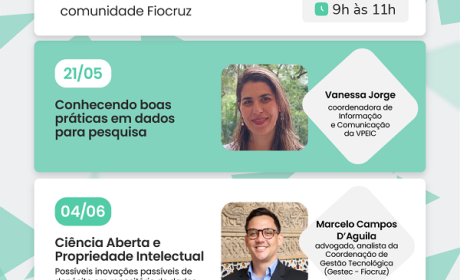 Card traz imagem de Vanessa Jorge que ministrará o webinário de quarta-feira sobre boas práticas de dados em pesquisa
